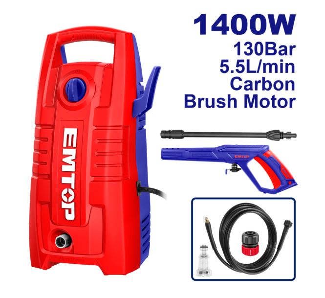 Hidrolavadora con Alta Presión de 1400 W, EMTOP