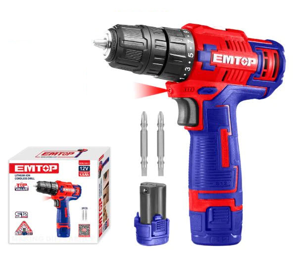Taladro Inalámbrico Atornillador de 12 V, EMTOP