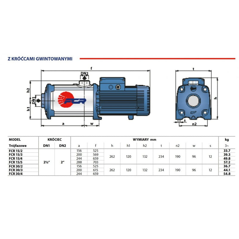 Bomba de Agua Multietapa Serie FCR de 2 a 12.5 Hp, Pedrollo