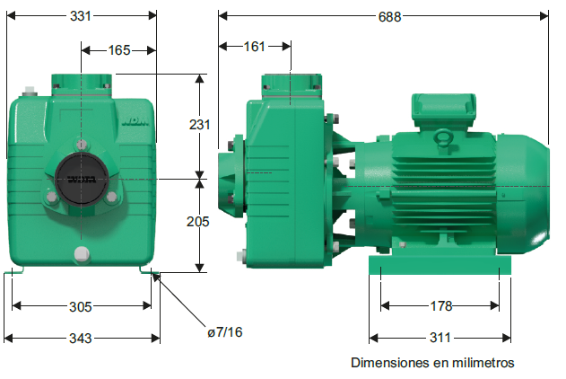 Bomba de Agua Centrífuga Autocebante con Motor Eléctrico Modelo AE 3 de 5 a 7.5 Hp, Barnes