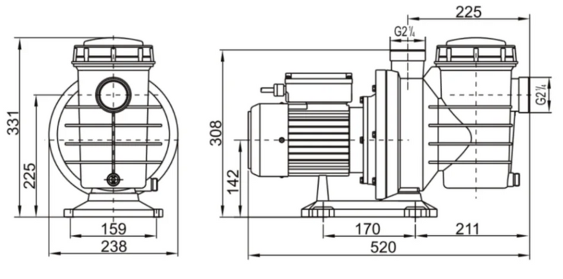 Bomba de Agua para Piscina Serie Standard Monofásica de 1 a 2 Hp, Ibax
