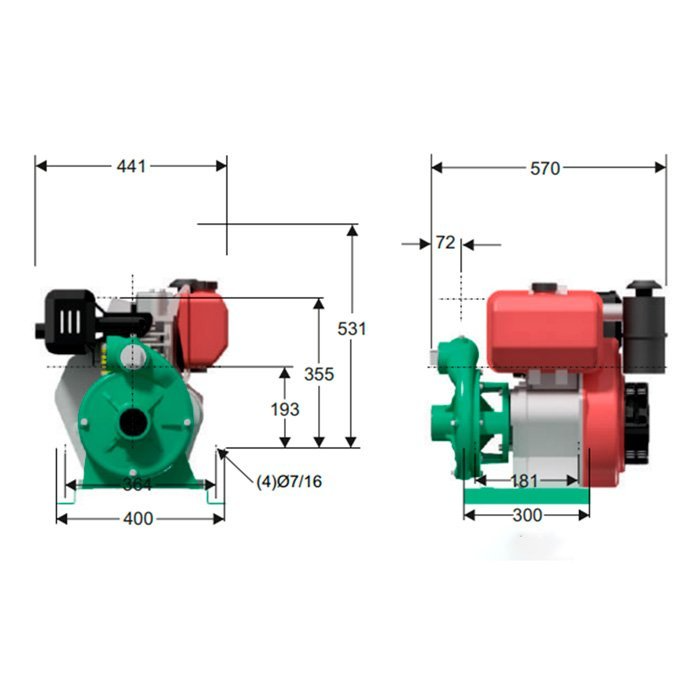 Bomba de Agua Autocebante Diesel de 13 Hp, Barnes