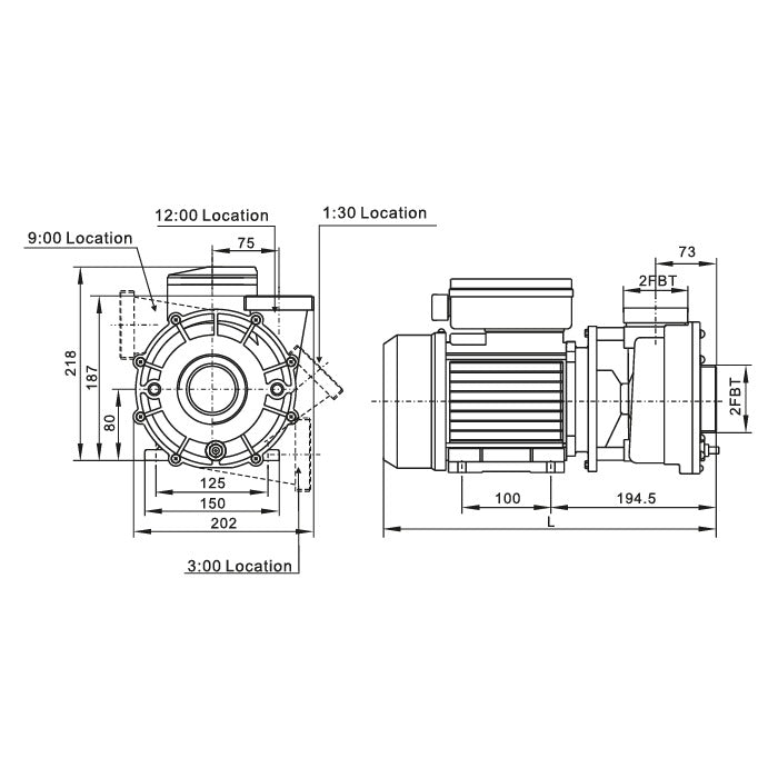 Bomba de Agua para Jacuzzi Serie Standard SPS de 1.5 a 2 Hp, Ibax