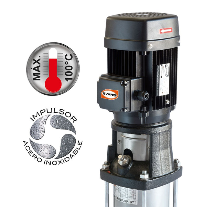Bomba de Agua Multietapas Vertical en Acero Inox de 1.5 Hp, Evans