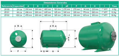 Tanque Hidroneumático Metálico de Membrana Intercambiable de 24 a 500 Litros, Barnes