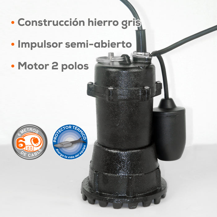Bomba de Agua Eyectora para Aguas Negras de 0.5 Hp, Evans