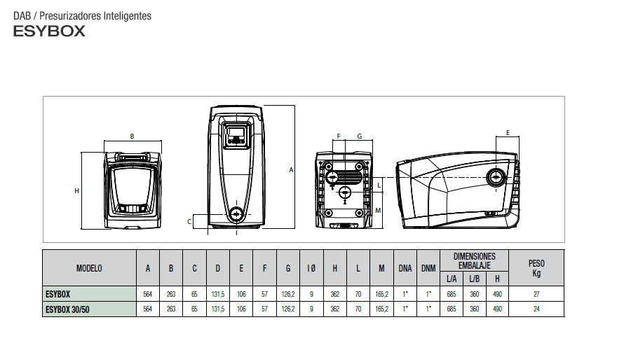 Sistema de  Presión Constante Electrónica Esybox de 2 Hp, DAB