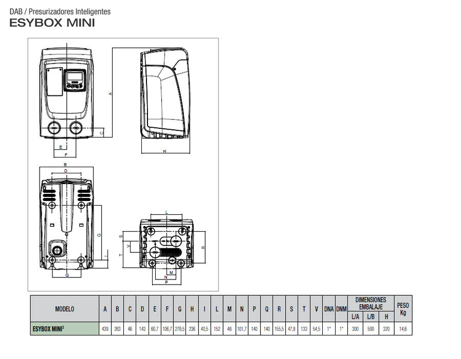 Sistema de Presión Constante Electrónico Esybox Mini 3 de 1 Hp, DAB