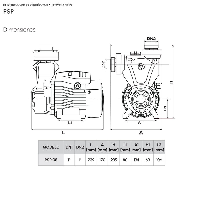 Bomba de Agua Periférica Autocebante de 110 V con 0.5 Hp, Pearl