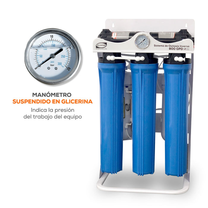 Sistema de Filtración de Ósmosis Inversa 800 Galones, Evans