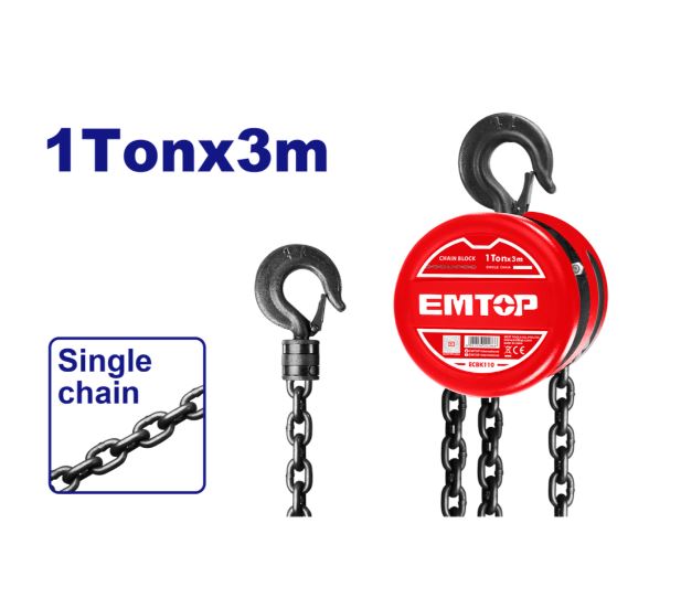 Tecle de Cadena para 1 Tonelada con una Altura de elevación de 3 M, EMTOP